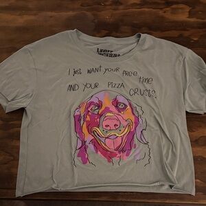 Lazy One Gray T-Shirt with Colorful Dog Graphic